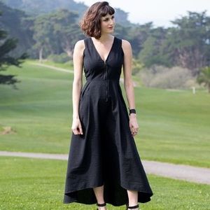 Betabrand Sleeveless Zip Black Midi Dress